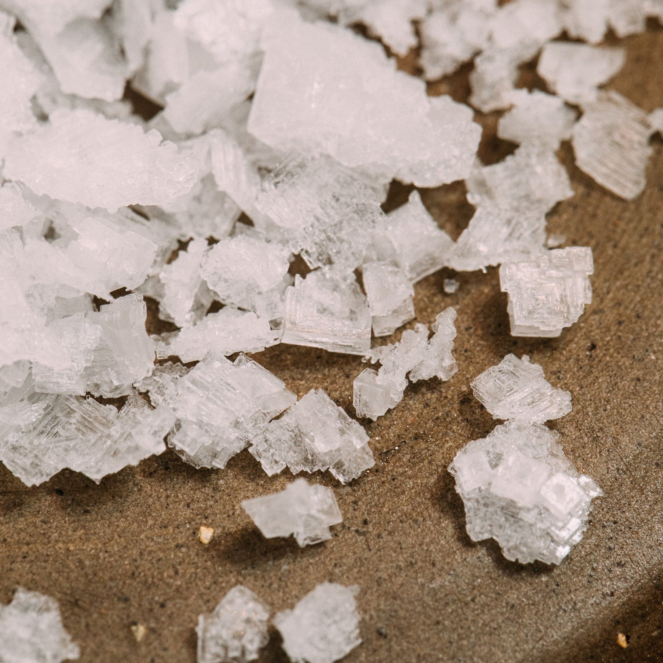 Pink sea salt crystals.