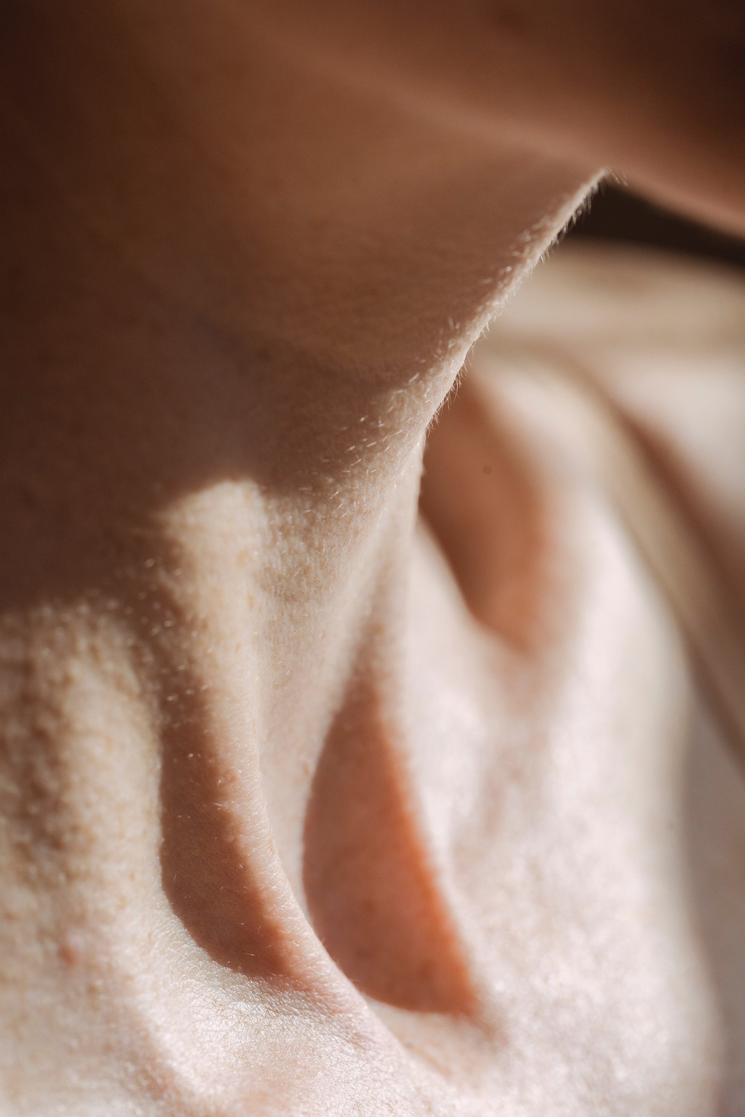 Sunlight on a woman's neck.